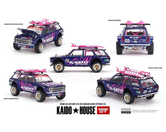 Kaido House X Mini GT 1:64 Datsun 510 4x4 Wagon Kaido Offroad V2 - Purple