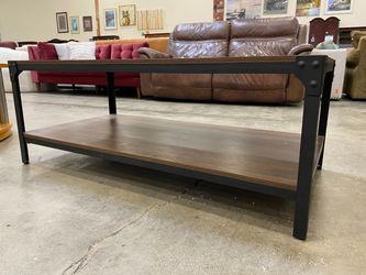 2 Tier Coffee Table with Black Metal Frame