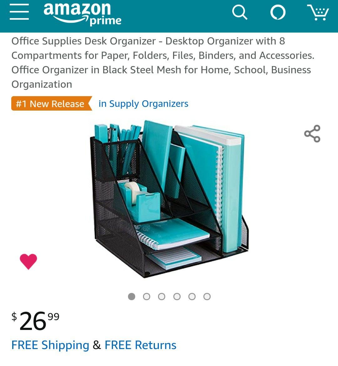 Office Supplies Desk Organizer - Desktop Organizer with 8 Compartments