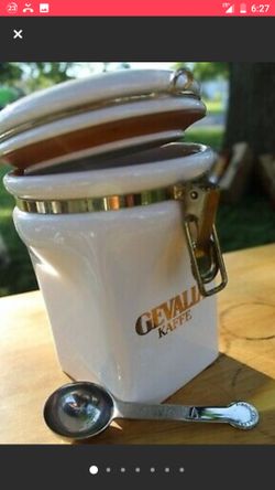 Gevalia Kaffe White Ceramic Coffee Canister Container Jar One Pound