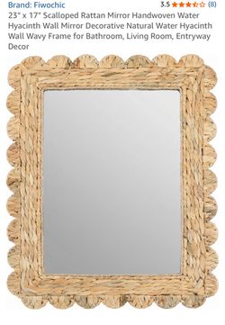 Fiwochic Scalloped Water Hyacinth Wall Mirror 23x17