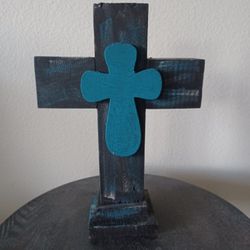 Handpainted Wooden Cross - 12.5"H x 8.5"W