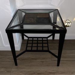 Glass Stone Metal Side/End Table