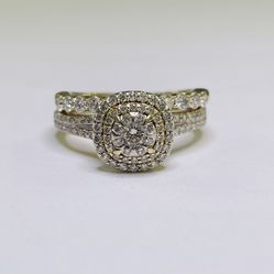 Cluster Gold Diamond Ring Set #10856