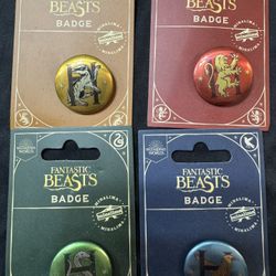 Rare MinaLima Fantastic Beasts Collectible Badge Lot - 4 House buttons