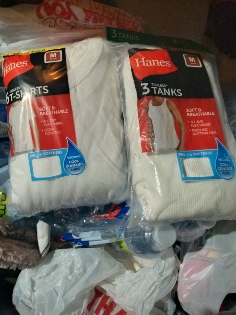 "New" Mens HANES White T-Shirts/ Muscle Shirts