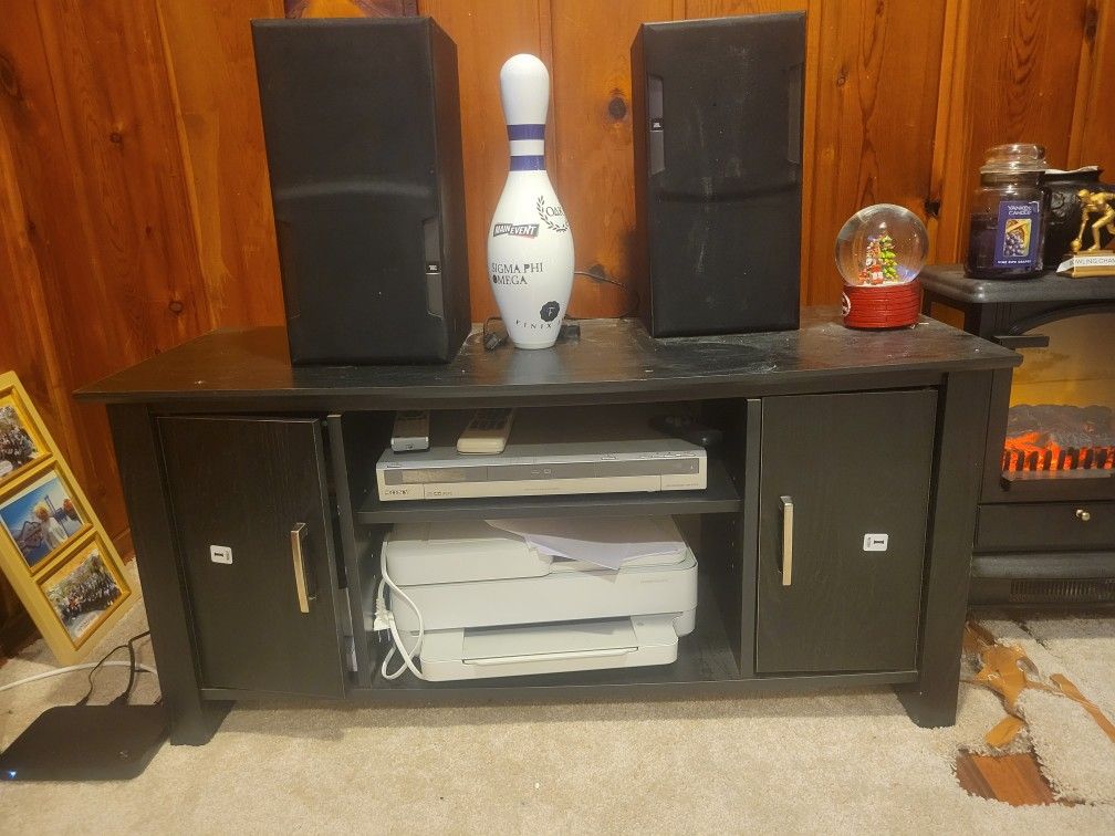 Black Wooden Entertainment Center Or T.v Stand With Storage