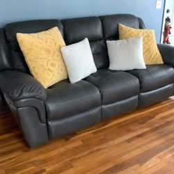 Gray Leather Sofa And Love Seat