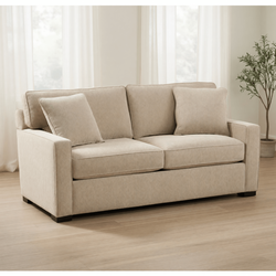 Radley 62in Fabric Loveseat by Macy's – Good Condition, Chrome Beige - Houston, TX