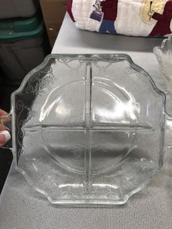 Clear depression glass dish