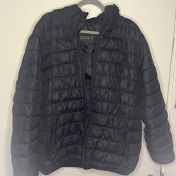 Perry Ellis Portfolio Puffer Jacket Men’s XXL Black Lightweight Hooded