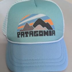 Patagonia One Size Trucker Hat Snapback Light Blue Mesh Back Adjustable