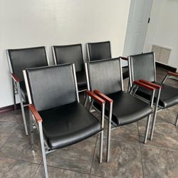 8 Chairs Black Vinyl Metal Stack Chair XU-60154-BK-VYL-GG