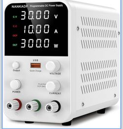 DC Power Supply Variable, Bench Power Supply with Encoder Adjustment Knob, Output Enable/Disable Button, Adjustable Power Supply with USB Quick-Charge