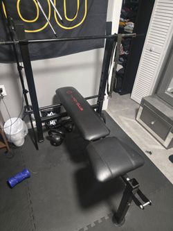 Bench set with bar no weights.