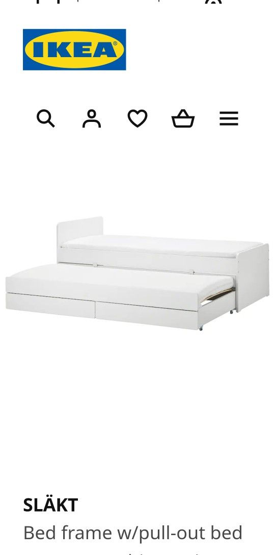 Ikea SLAKT Bed Frame with Pull Out & Storage