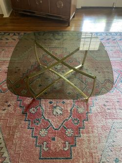 STUNNING 1970’s Gold and Grey Tinted Glass Coffee Table $750 OBO