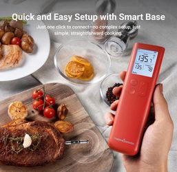 ThermoMaven Smart Bluetooth Wireless Meat Thermometer, 10X Enhanced Sub-1G Signal and Stability, Standalone Display Base, Certified Accuracy ±0.5°F, W
