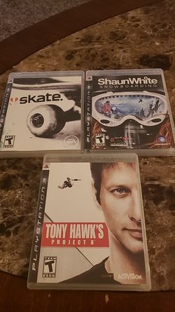 Playstation 3, ps3, Skate, Tony Hawk's project 8, Shaun White snowboarding