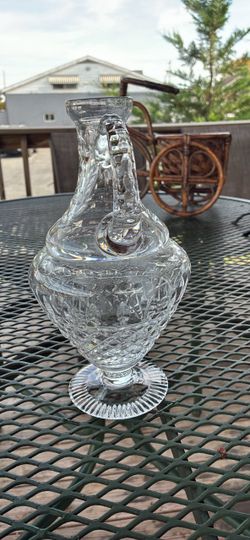 Cut Crystal Glass Decanter with Handle