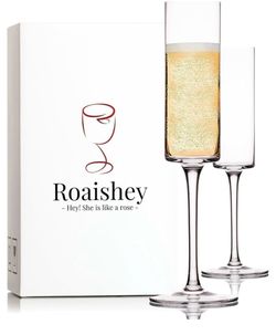 Champagne Flutes Set of 2 Champagne Glasses - 6 oz Clear