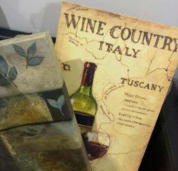 X2 VINTAGE TUSCANY GRAPE GRAPEVINE VINEYARD ITALY PLAQUE PICTURE ART DECOR SET