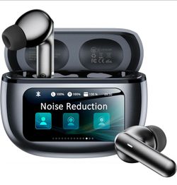 Wireless Earbuds with Smart Touchscreen Case, Bluetooth 6.0 Ear Buds with AI Noise Cancelling Calls,