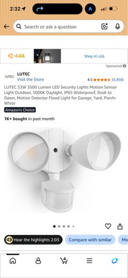 LUTEC 32W 3500 Lumen LED Security Lights Motion Sensor