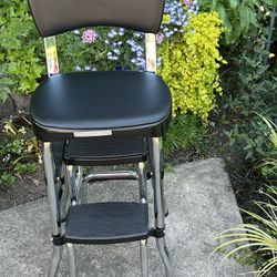 COSCO STEP STOOL CHAIR BLACK VINYL Pull out Steps