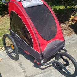 Aosom Bike Trailer for Kids 3 In1 Foldable Child Jogger Stroller Baby Stroller Transport Carrier with Shock Absorber System Rubber Tires Adjustaba