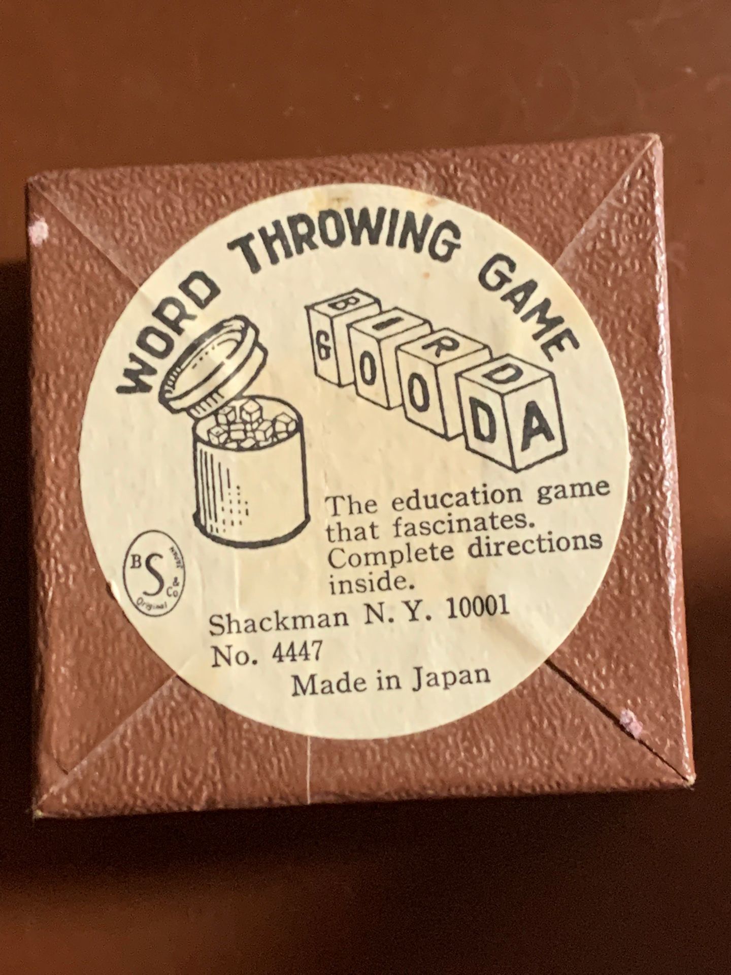 Vintage 1960’s “WORD THROWING GAME” by Shackman w/Wooden Dice=COMPLETE & ORIGINAL