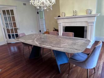 One kings lane Verona 93" Dining Table, Gray Ceramic