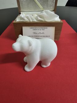White Marble Polar Bear Hand Carved