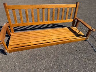 Front Porch Swing with Armrests, Wood Bench Swing with Hanging Chains,for Outdoor Patio,GYard, Porch, Backyard, or sunroom