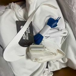 Louis Vuitton x Nike collaboration Air Force 1 in blue and white color scheme
