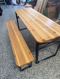 Costway 43.5 Inch Folding Kids Picnic Table & Bench Set with 0.8” Thick Fir Wood Top Navy Blue and Natural