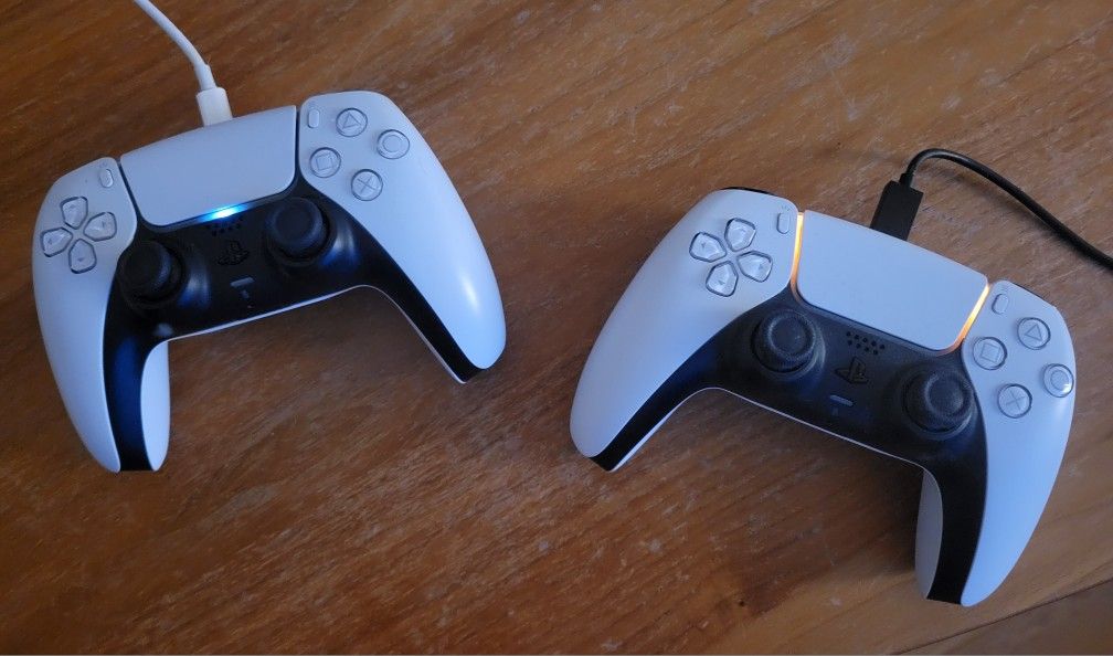 TWO White Playstation 5 Dualshock Controllers
