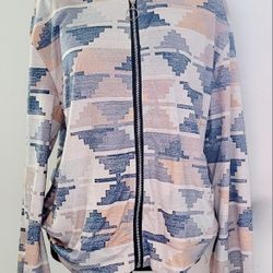 Multicolor Full Zip Lightweight Athletic Jacket Size Small