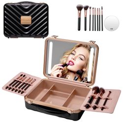Travel Makeup Case with Lighted Mirror