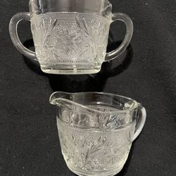 Vintage Anchor Hocking Cream And Sugar Sandwich Pattern 