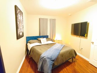 Velvet Blue Queen Mattress and Frame