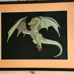 Embroidered Framed Dragon 