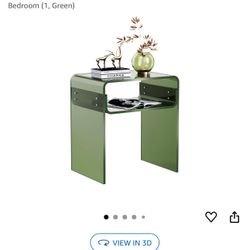 Solaround Clear Acrylic End Table 2 Tier Bedside Nightstand Green 