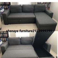 Ash Black Sectional Sofa Sleeper New 