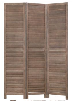 3 Panel Wood Room Divider 4.3 Ft