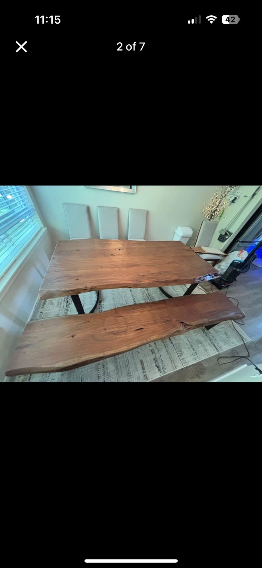 Live Edge Wood Table and Bench