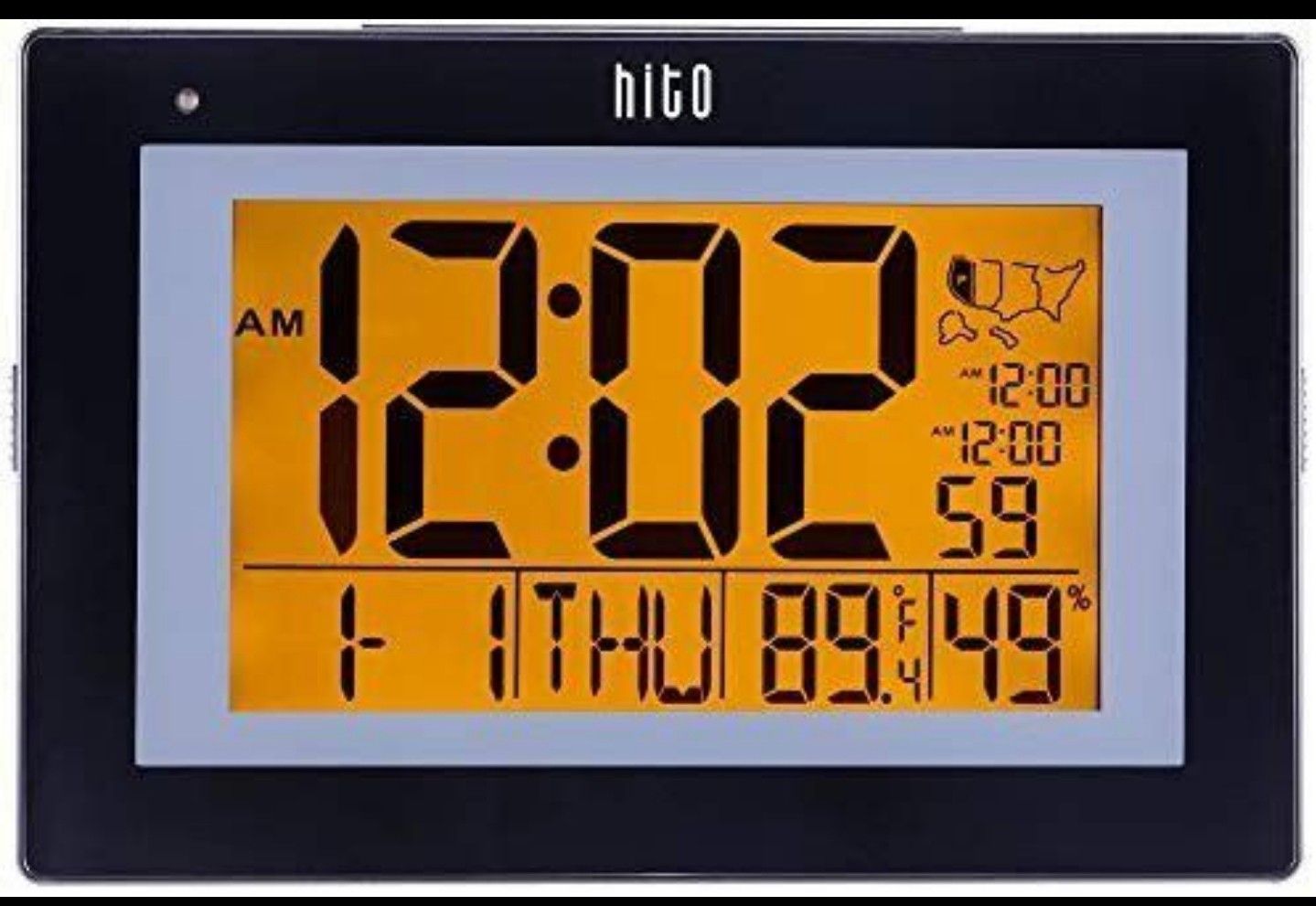 hito 9.5” Large Digital Battery Atomic Alarm Clock Desk Wall Clock Self Setting Dual Alarm