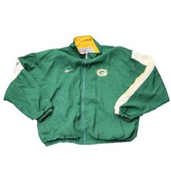 Vintage Reebok Pro Line NFL Green Bay Packers Full Zip Windbreaker Jacket