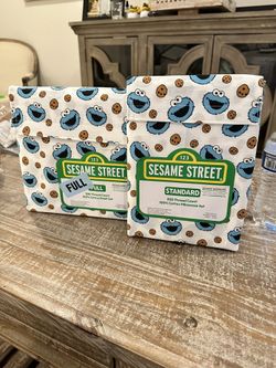 Sesame Street Cookie Monster Full Bed Sheets With Pillowcase Set