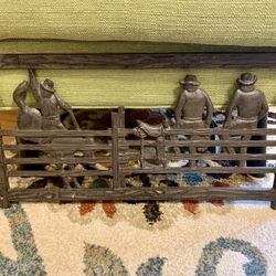 Rustic Cast Iron Wall Hanging  Ranch Scene